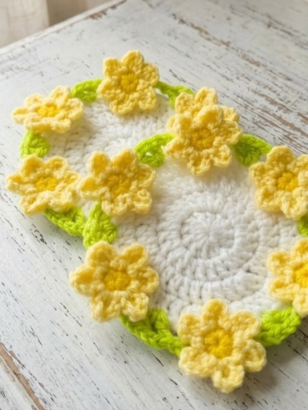 Handmade Yellow Flower Crochet Coasters